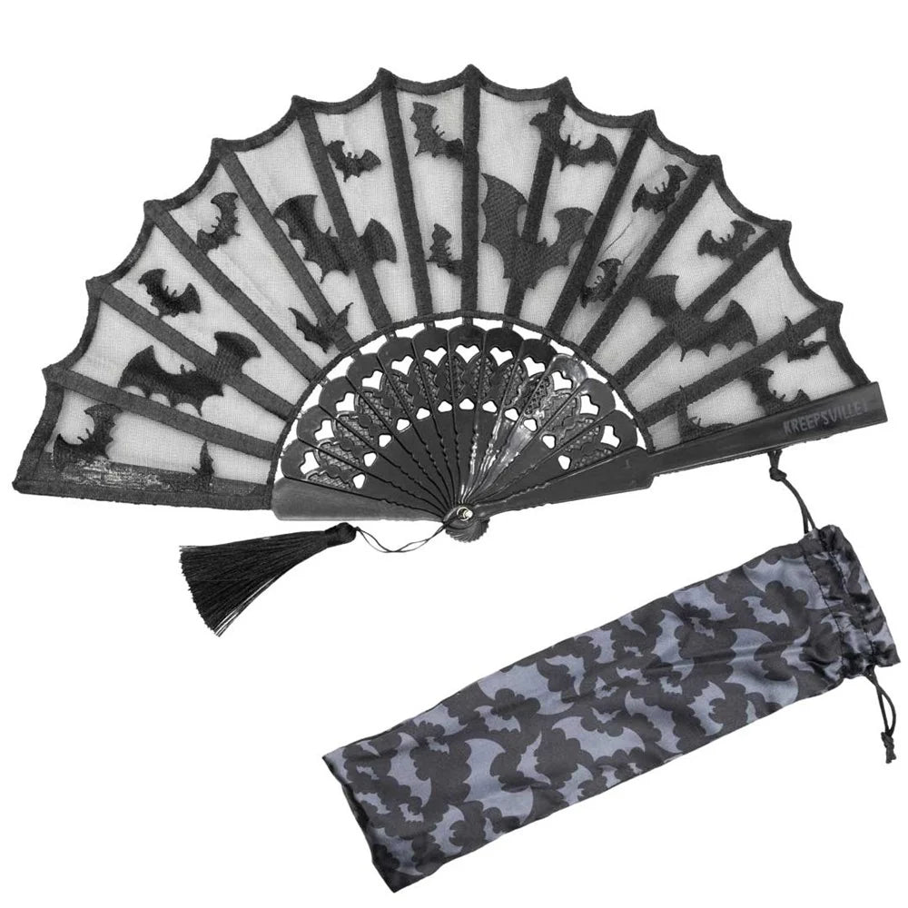Kreepsville 666 Bat Lace Hand Fan