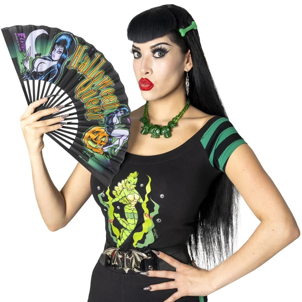 Kreepsville 666 Elvira Halloween Queen Fabric Fan