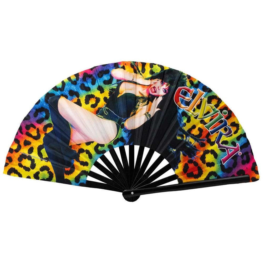 Kreepsville 666 Jumbo X-large Rainbow Leopard Elvira Hand Fan