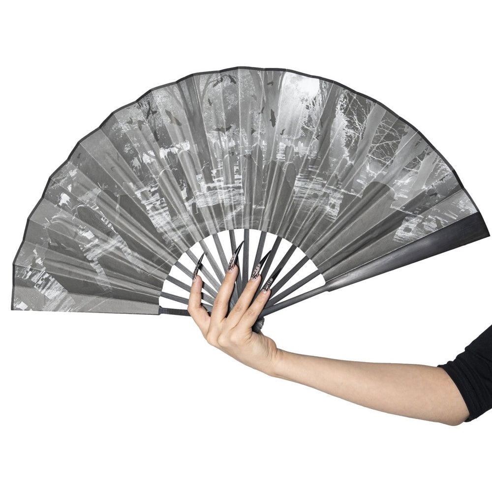 Kreepsville 666 Jumbo Goth Thing Cemetery Black Hand Fan