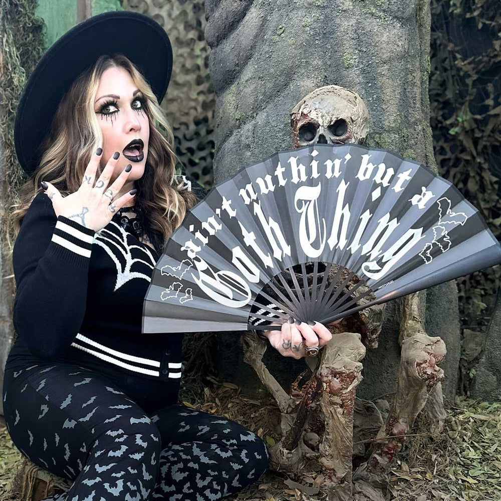 Kreepsville 666 Jumbo Goth Thing Cemetery Black Hand Fan