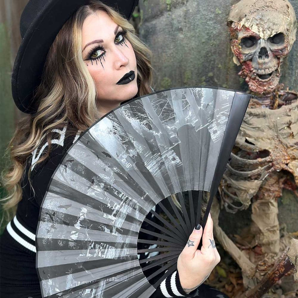 Kreepsville 666 Jumbo Goth Thing Cemetery Black Hand Fan
