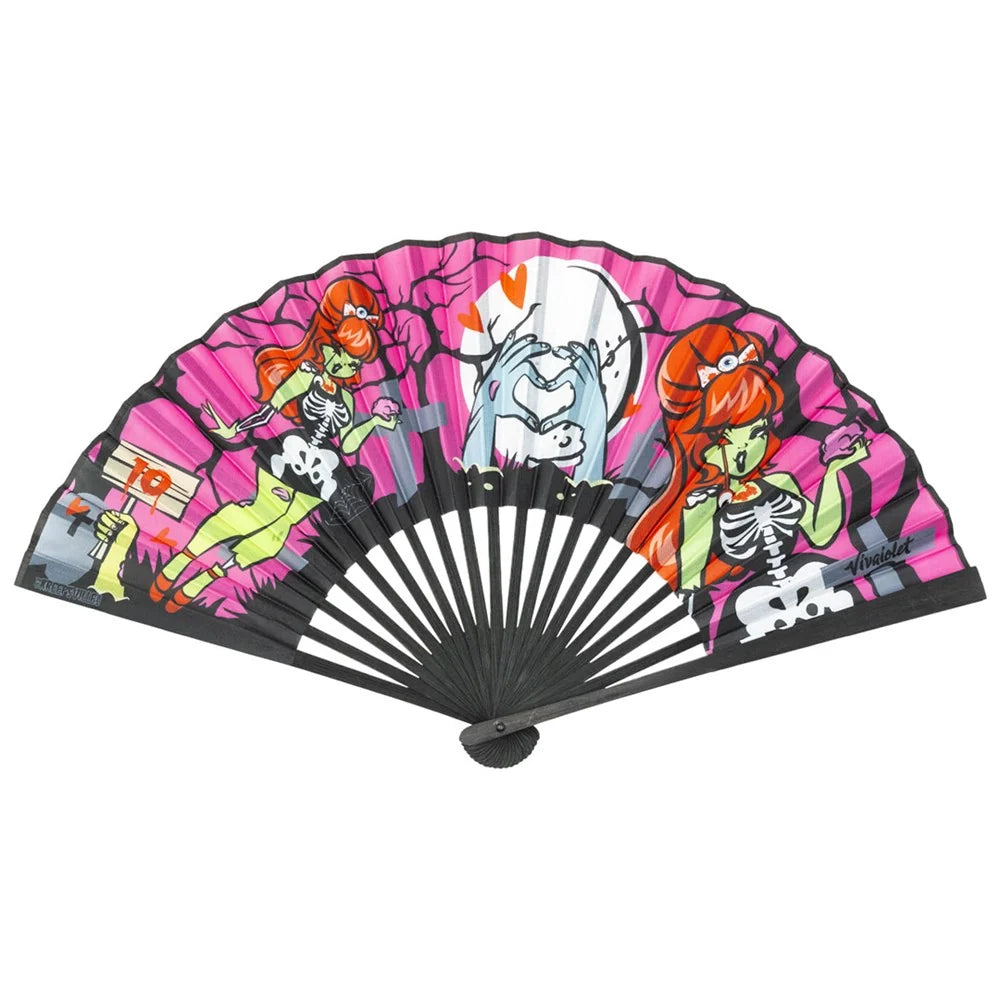 Kreepsville 666 Zombie Girl Pink Fabric Fan