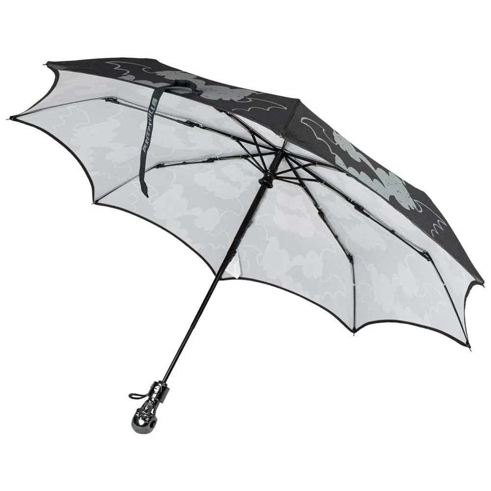 Kreepsville 666 Skull Handle Bat Stripe Anti UV Umbrella