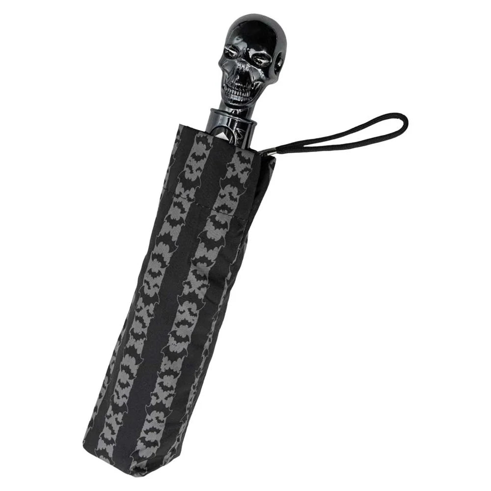 Kreepsville 666 Skull Handle Bat Stripe Anti UV Umbrella