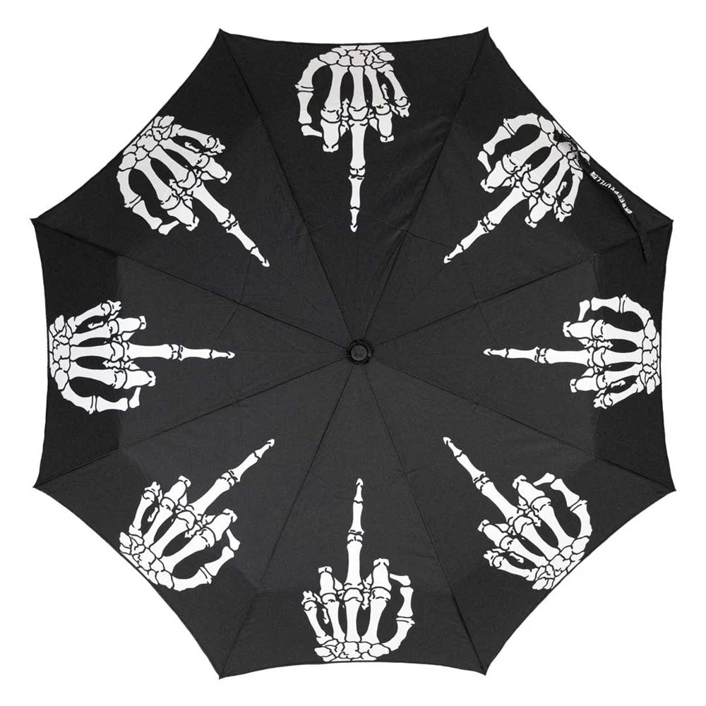 Kreepsville 666 Skull Handle Skeleton Middle Finger Anti UV Umbrella