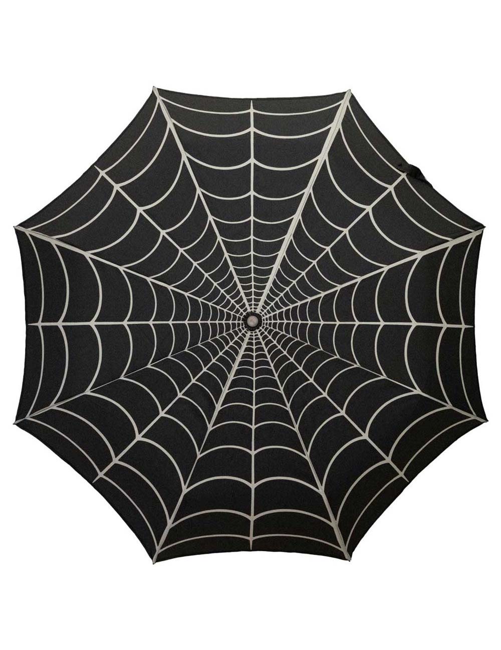 Umbrella with spider web pattern on a white background