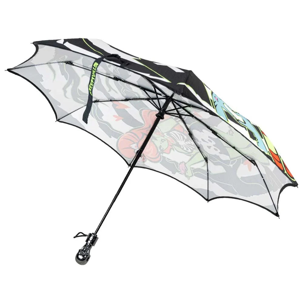 Kreepsville 666 Skull Handle Zombie Girl Anti UV Umbrella