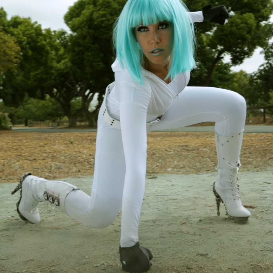 Hades HYPERION White Patent Lace Up Knee High Boots