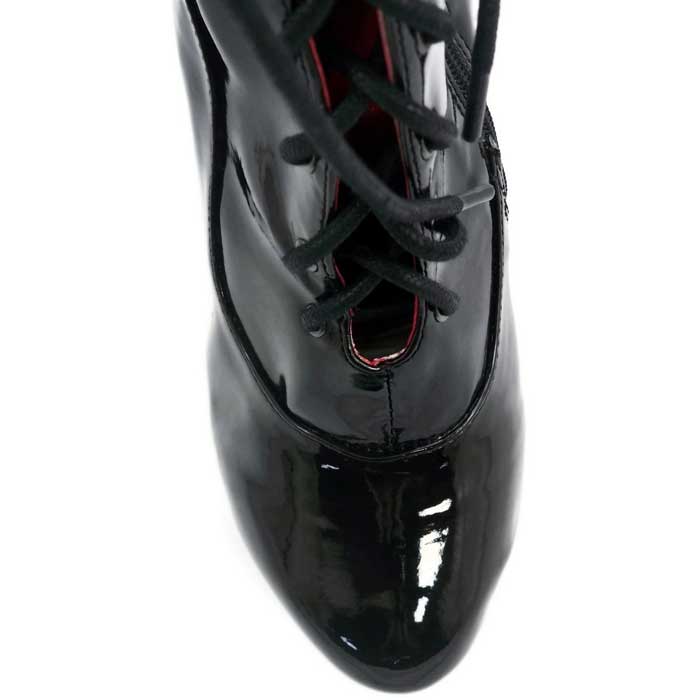 Hades HYPERION Black Patent Lace Up Knee High Boots