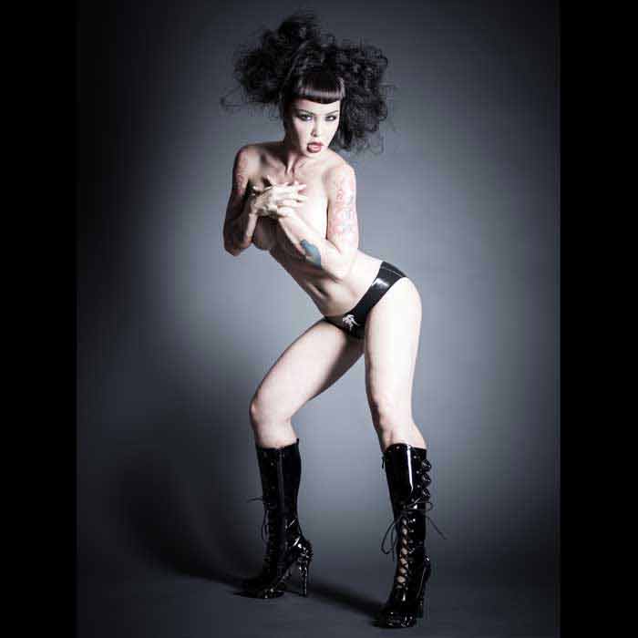 Hades HYPERION Black Patent Lace Up Knee High Boots