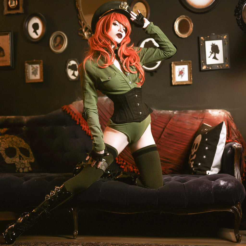 Hades HYPERION Black Patent Lace Up Knee High Boots