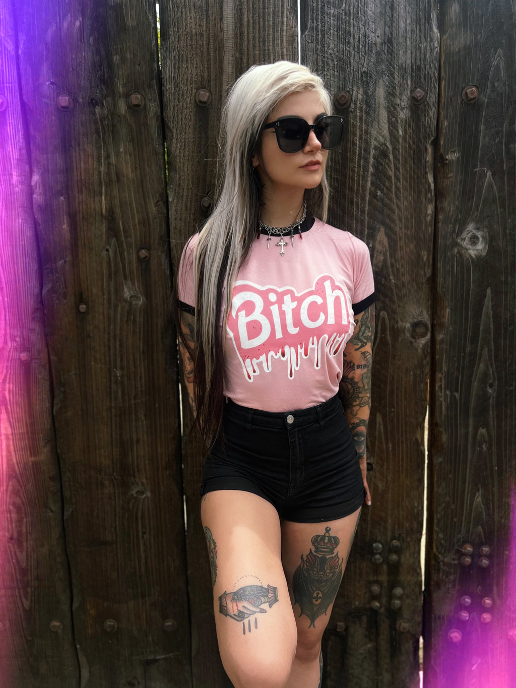 Vera's Eyecandy Bitch Barbie Ringer Tee