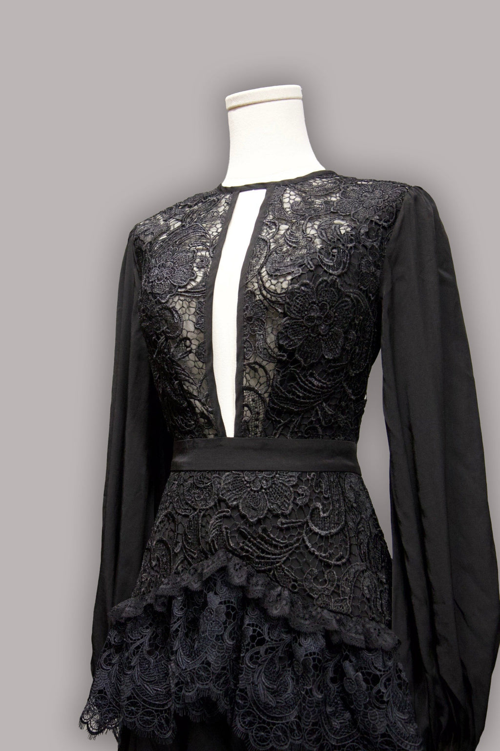 Witchwood Lenore Victorian Style Black Lace Maxi Dress
