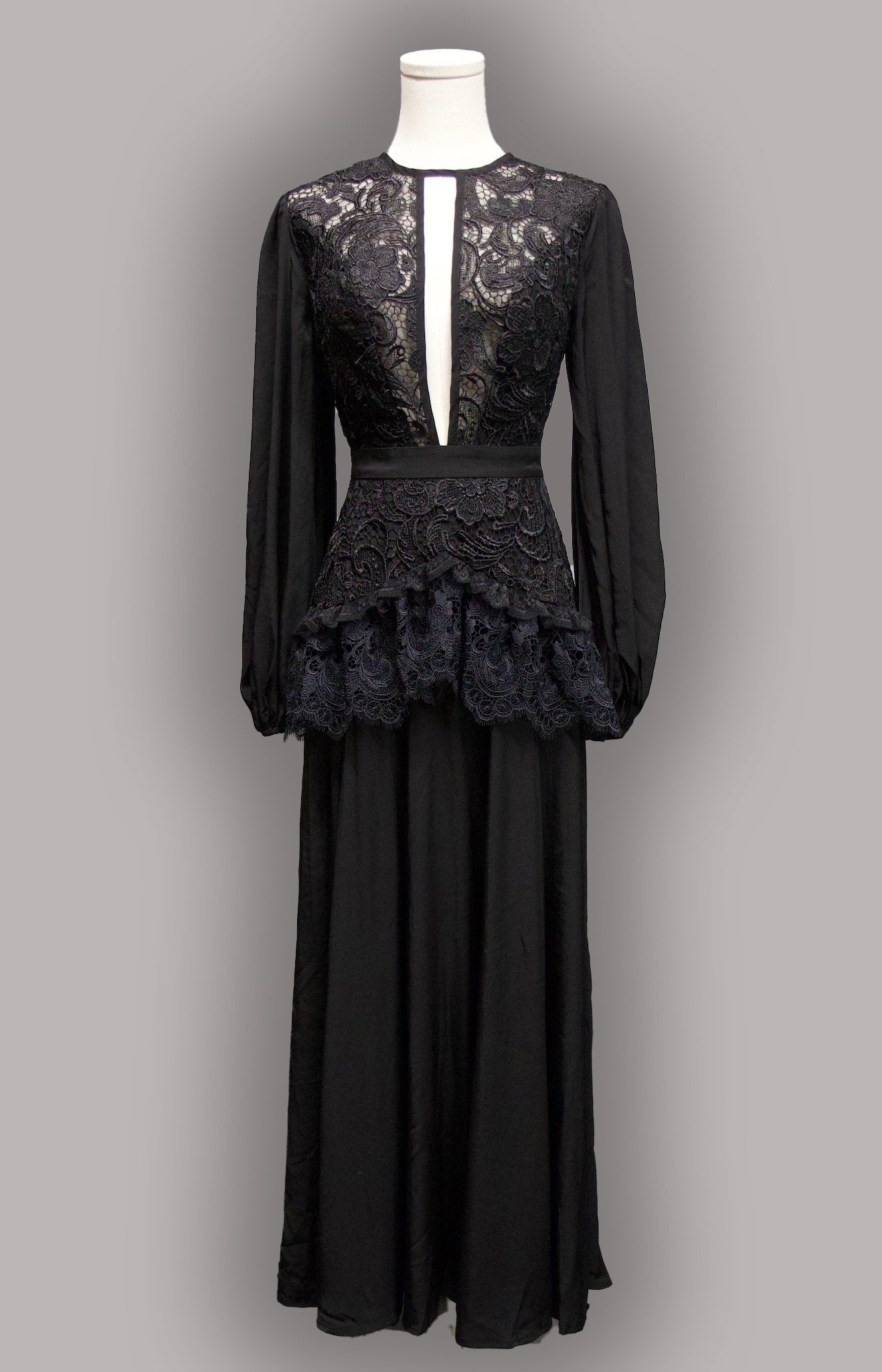 Witchwood Lenore Victorian Style Black Lace Maxi Dress