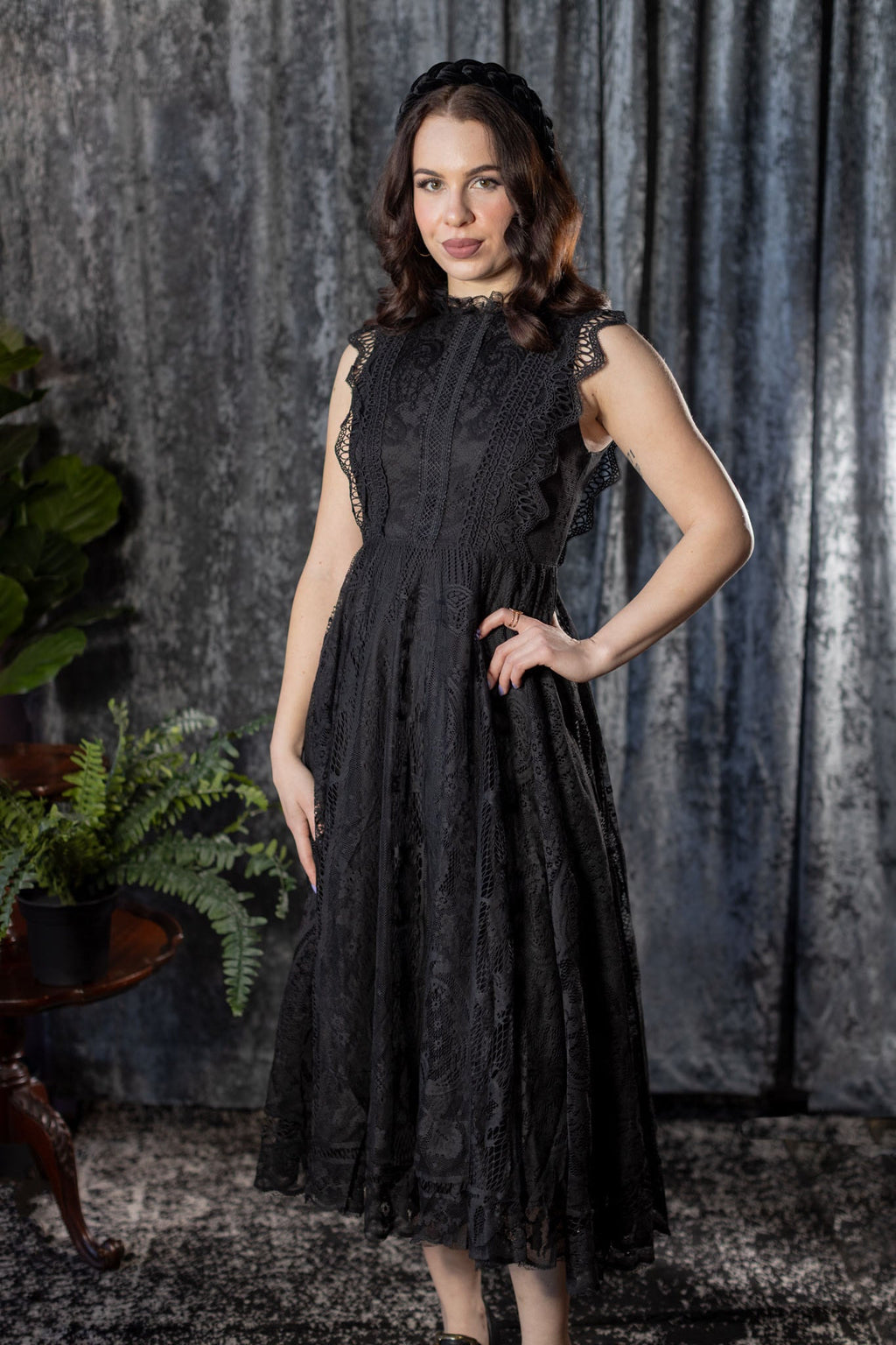 Witchwood Arabella Gothic Lace Fit and Flare Dress