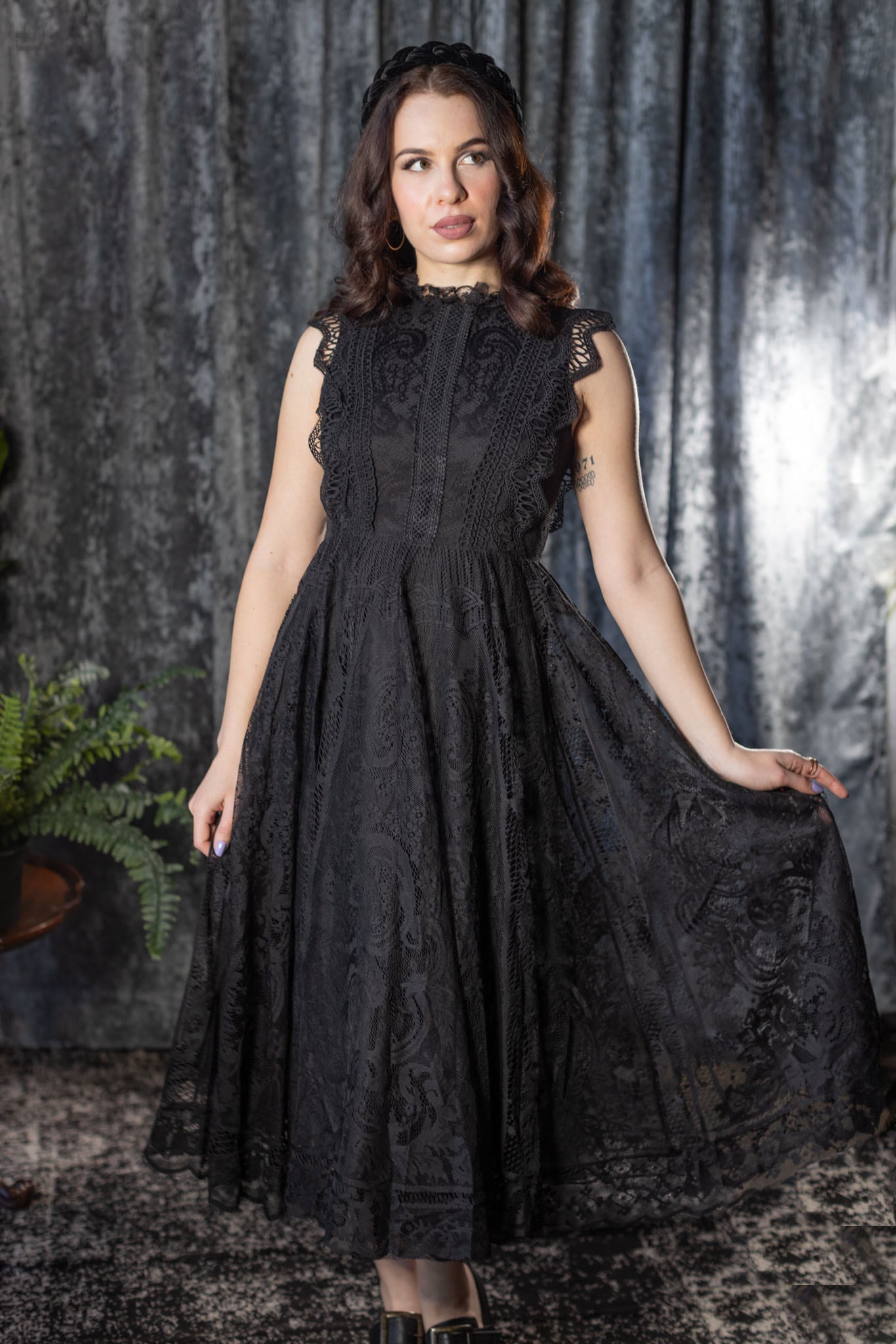 Witchwood Arabella Gothic Lace Fit and Flare Dress
