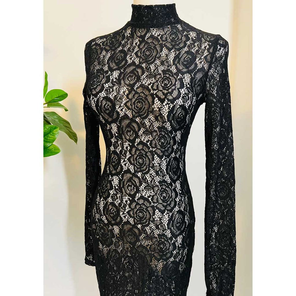 Witchwood Persephone Deadly Sheer Floral Lace Maxi Dress