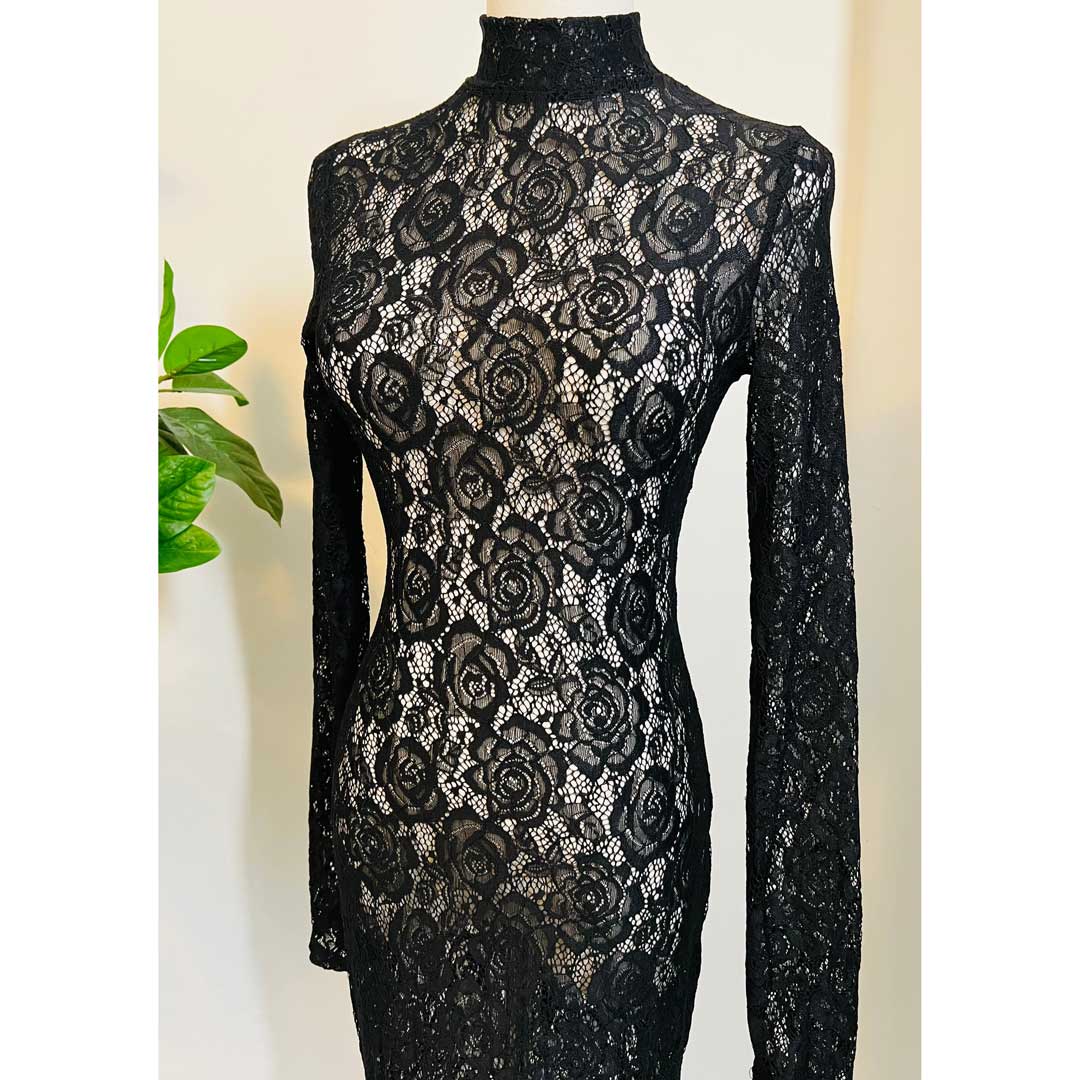Witchwood Persephone Deadly Sheer Floral Lace Maxi Dress