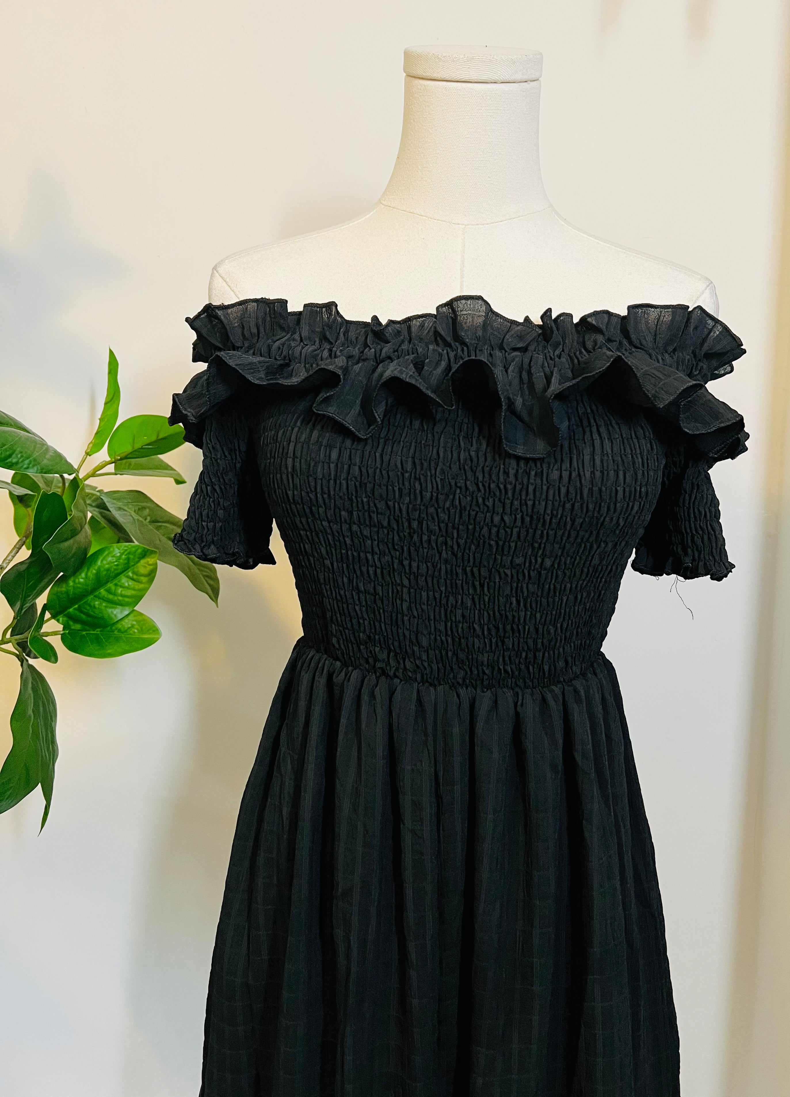 Witchwood Hilda Black Off Shoulder Cottage Goth Dress
