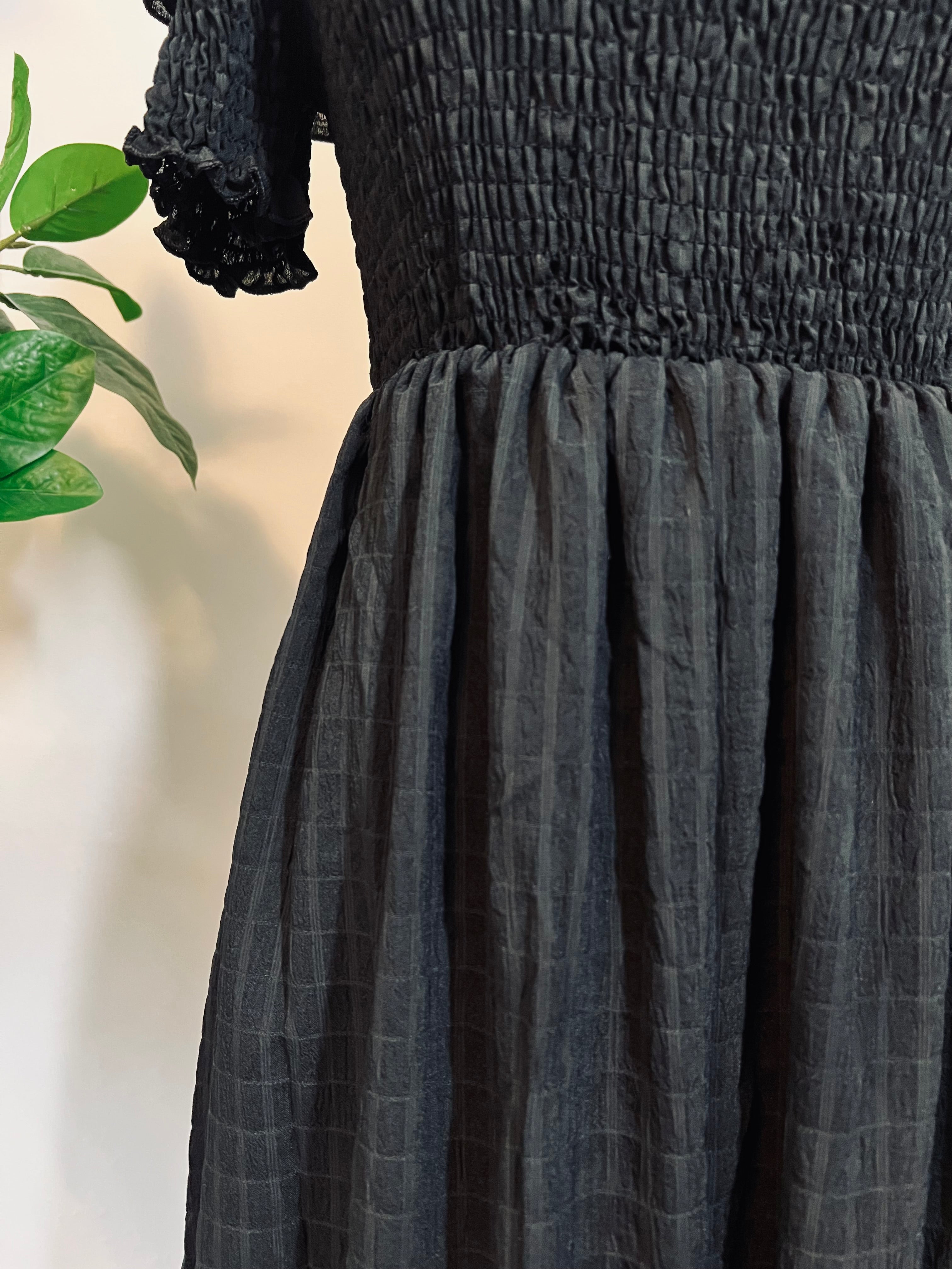 Witchwood Hilda Black Off Shoulder Cottage Goth Dress