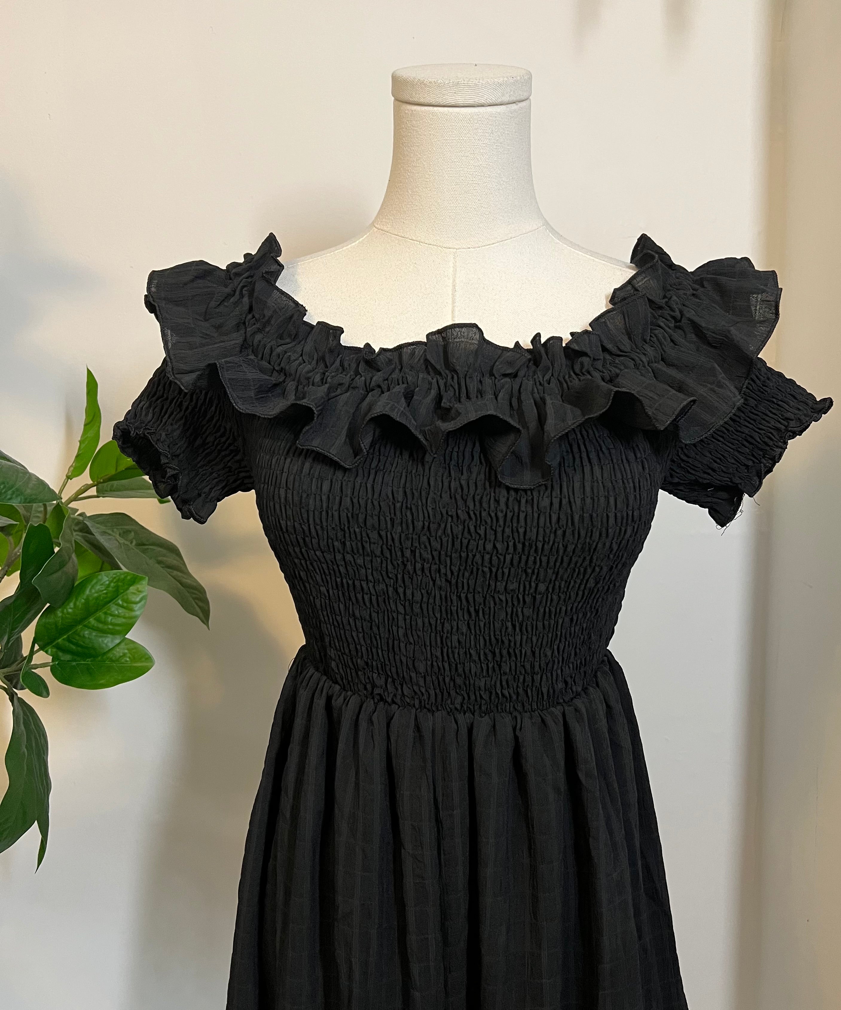 Witchwood Hilda Black Off Shoulder Cottage Goth Dress