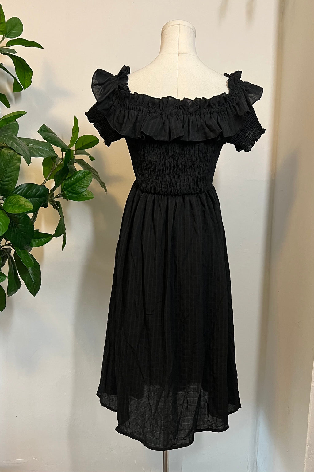 Witchwood Hilda Black Off Shoulder Cottage Goth Dress