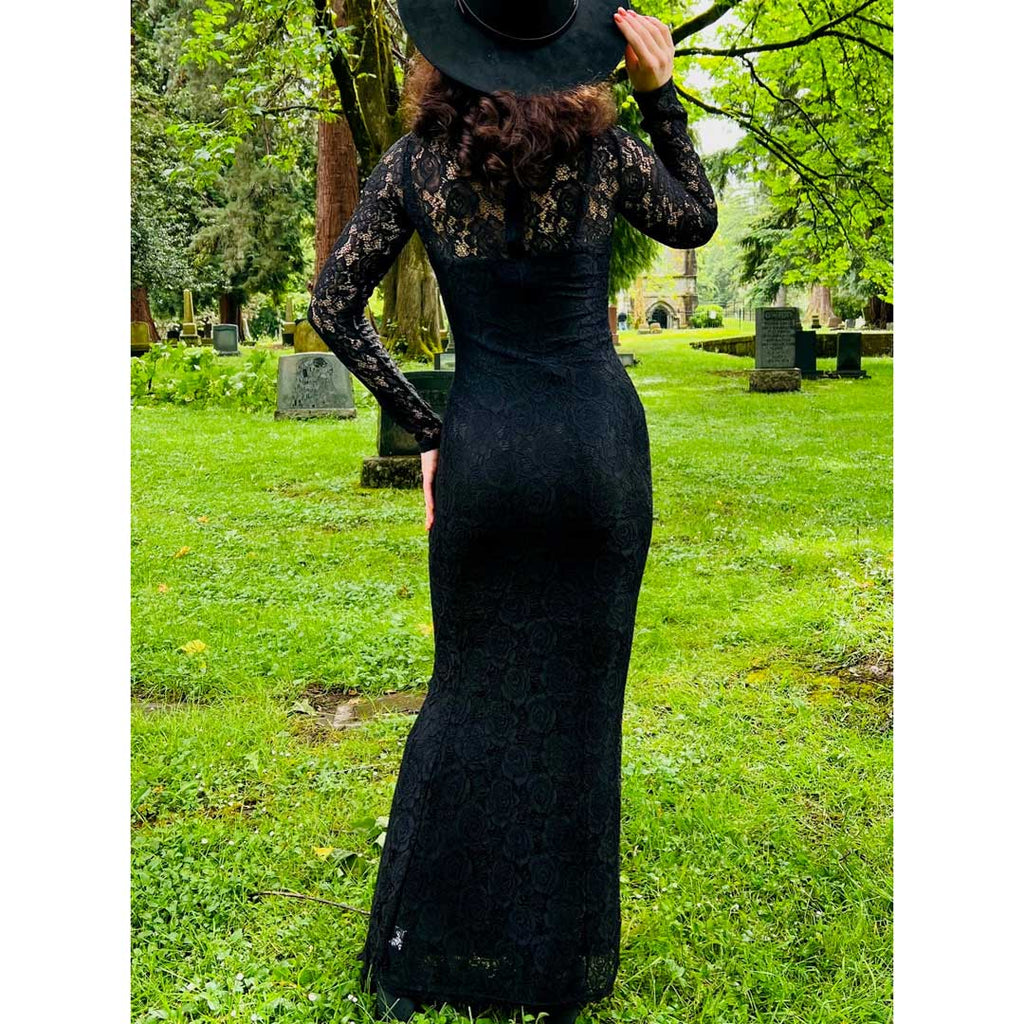 Witchwood Persephone Deadly Sheer Floral Lace Maxi Dress