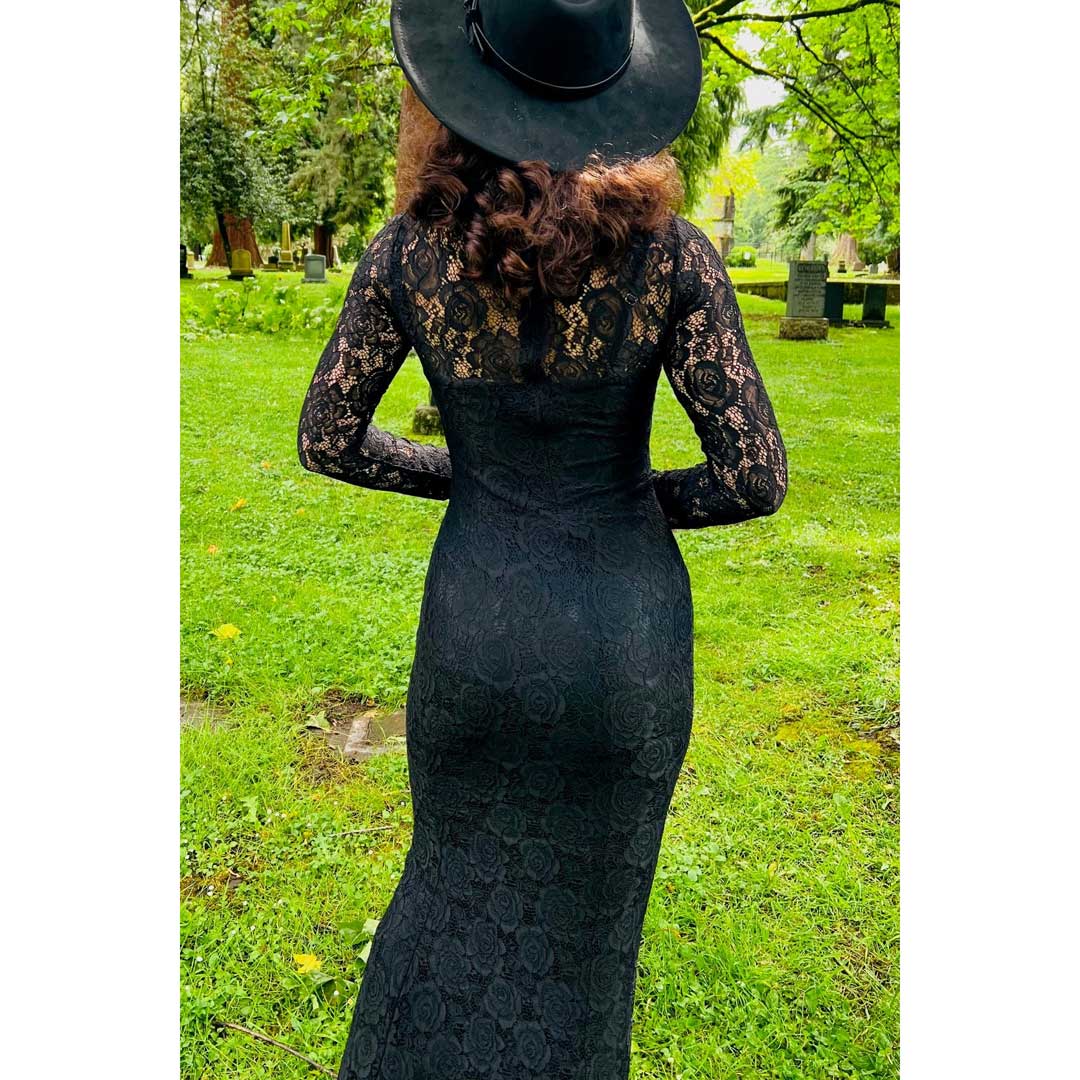 Witchwood Persephone Deadly Sheer Floral Lace Maxi Dress