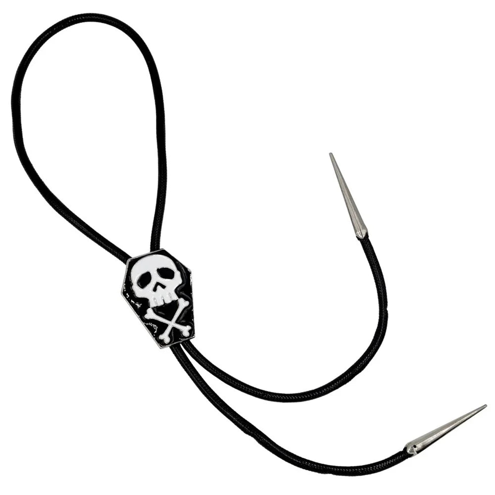 Kreepsville 666 Coffin Skull Crossbones Bolo Western Tie
