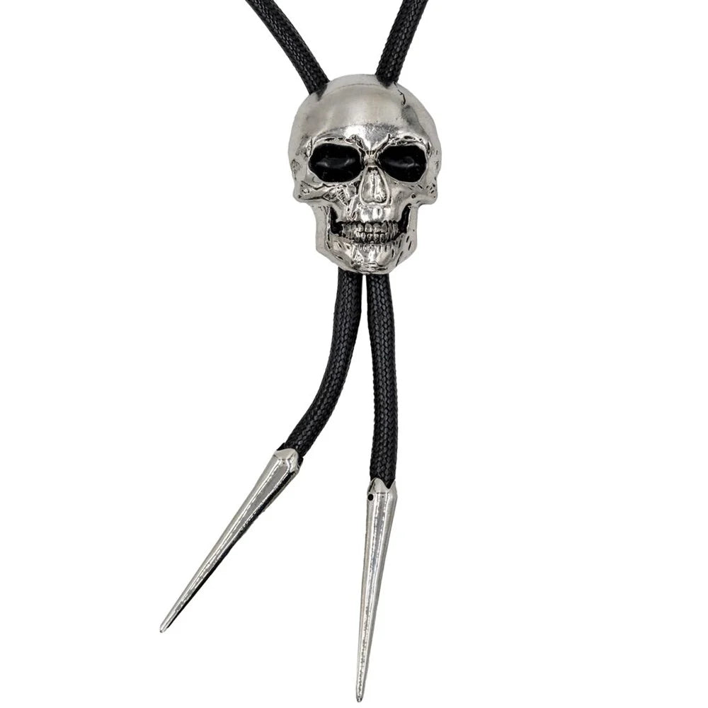 Kreepsville 666 Skull Chrome Bolo Western Tie