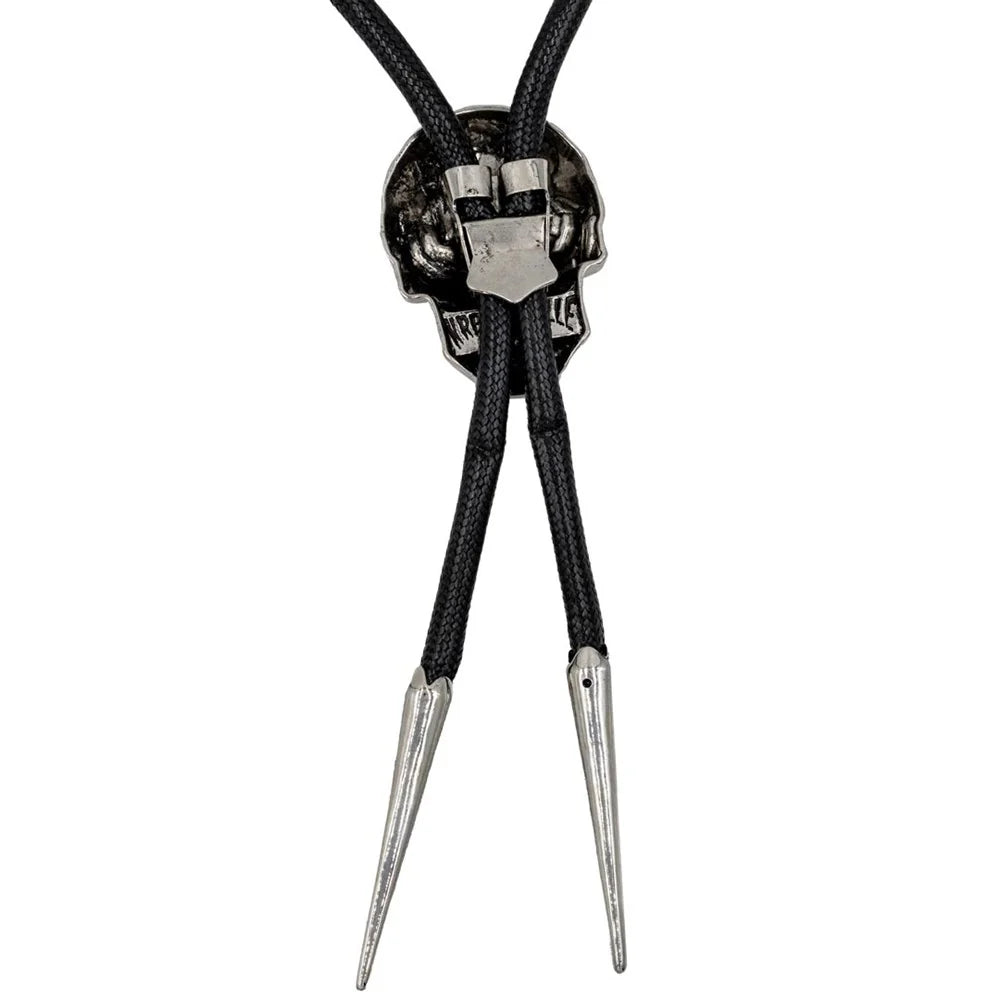 Kreepsville 666 Skull Chrome Bolo Western Tie