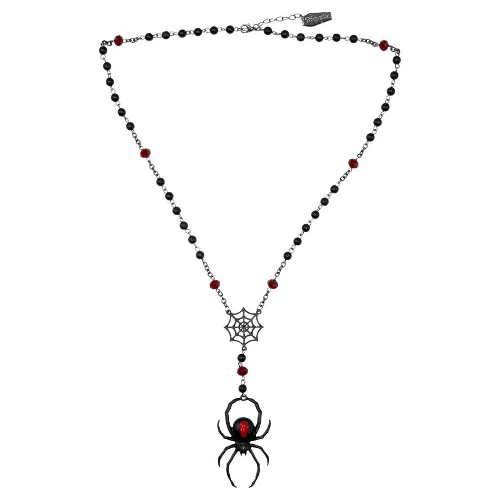 Kreepsville 666 Black Widow Spider Rosary Charm Necklace