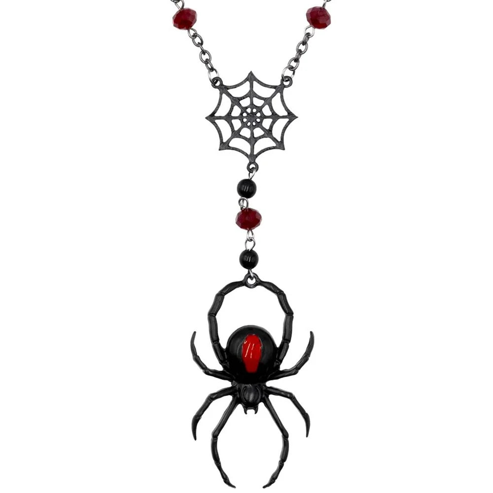 Kreepsville 666 Black Widow Spider Rosary Charm Necklace