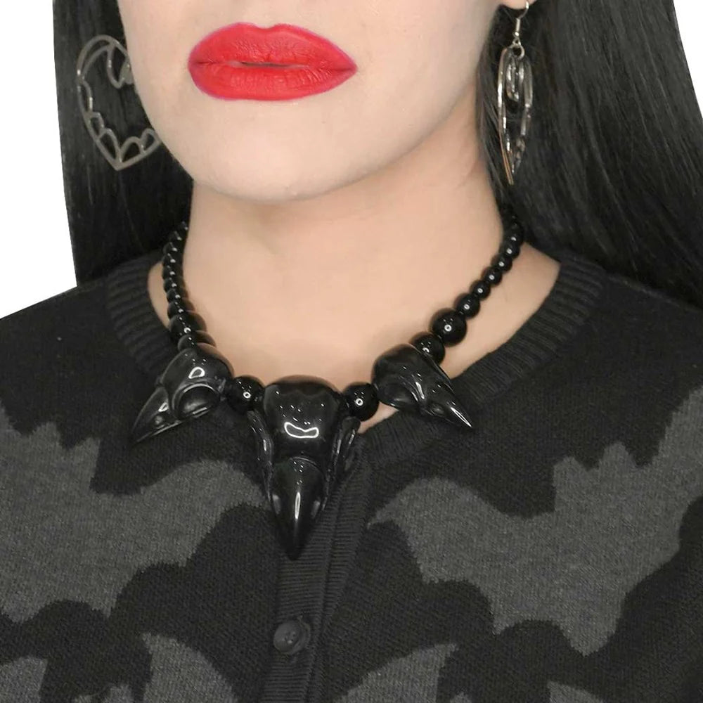 Kreepsville 666 Crow Skull Collection Necklace Black