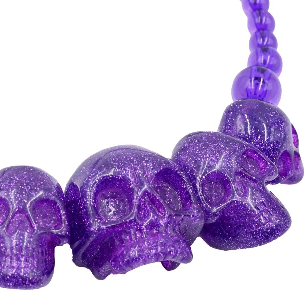 Kreepsville 666 Skull Collection Necklace Purple Glitter