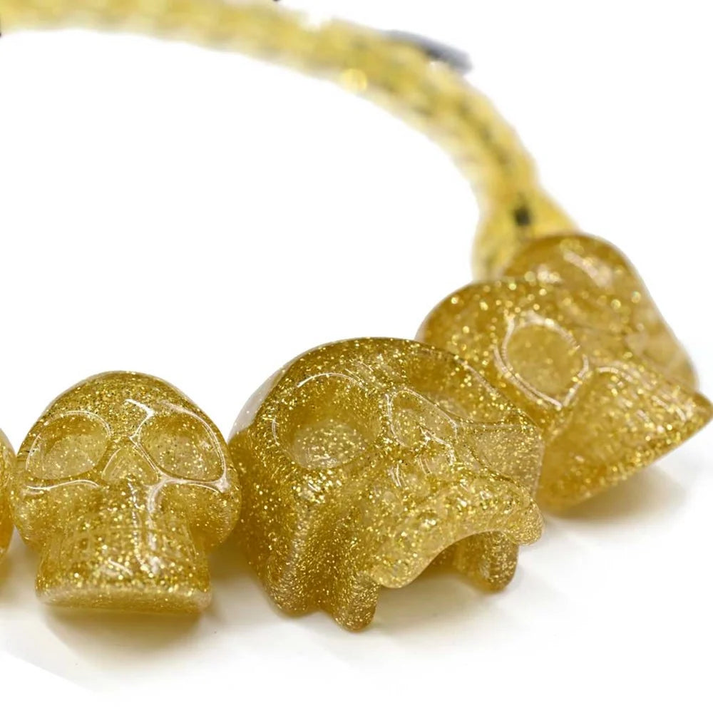 Kreepsville 666 Skull Collection Necklace Gold Glitter