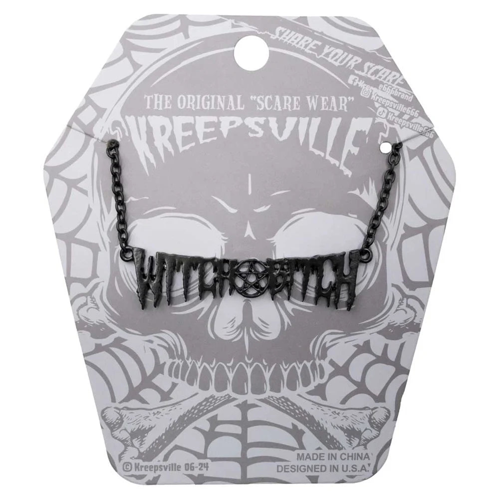 Kreepsville 666 Witch Bitch Text Necklace