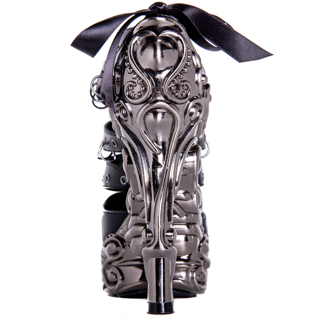 Hades KATO Black Peekaboo Booties 6" High Ornate Heels