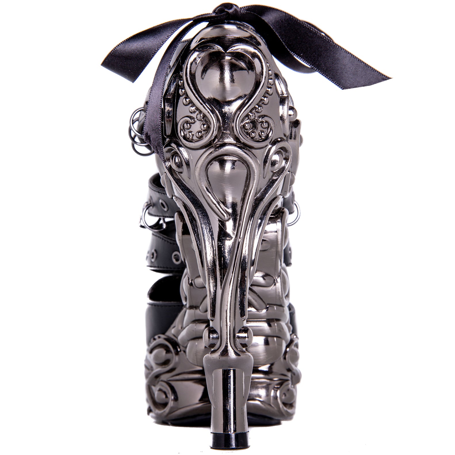 Hades KATO Black Peekaboo Booties 6" High Ornate Heels