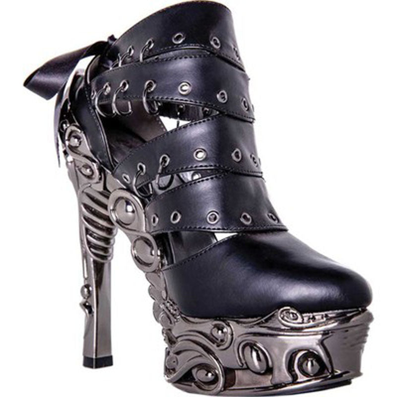 Hades KATO Black Peekaboo Booties 6" High Ornate Heels