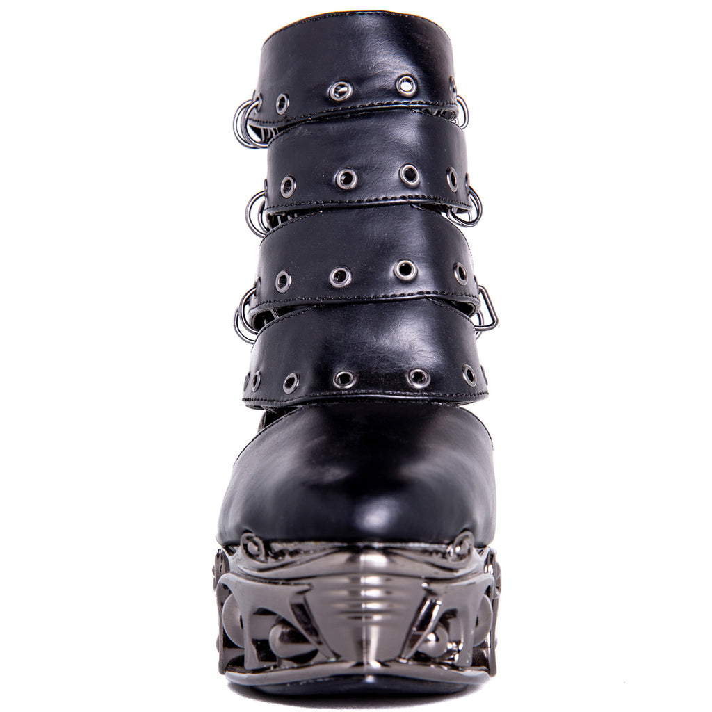 Hades KATO Black Peekaboo Booties 6" High Ornate Heels