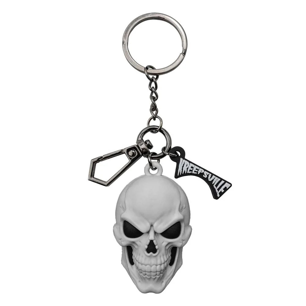 Kreepsville 666 Skull White 3D Flat Keychain