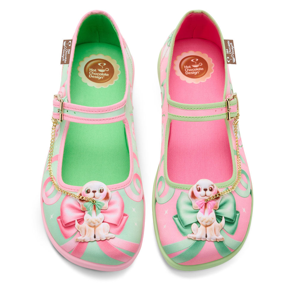 Kitschy Puppies Pastel Bows Mary Jane Flat