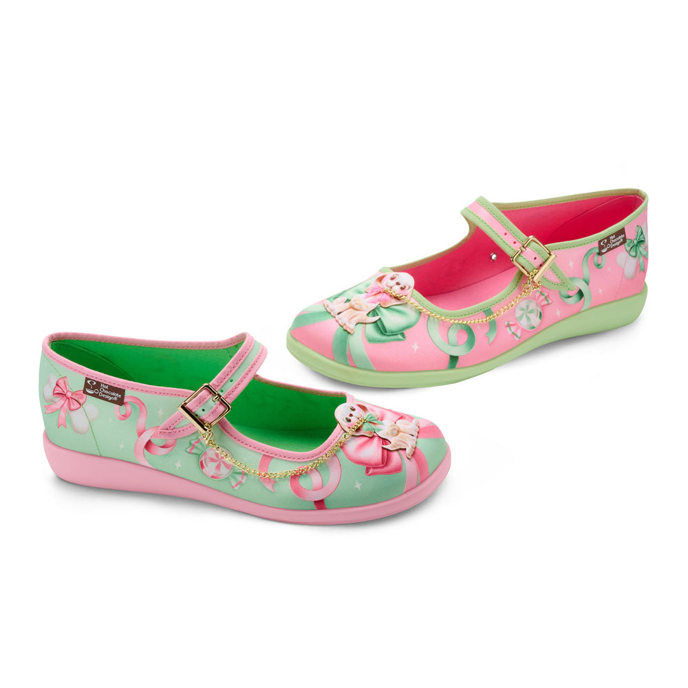 Kitschy Puppies Pastel Bows Mary Jane Flat