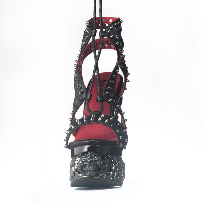 Hades KALIYA Black Strappy Sandal Stud 5" Dragon Heel