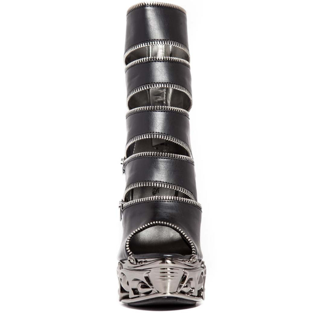 Hades LAWSON Black Vegan Zippers Ankle Boot 6" Heel