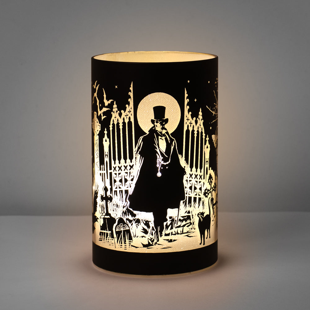 Alchemy Gothic Count Magistus LED Etched Black Glass Lamp LED4
