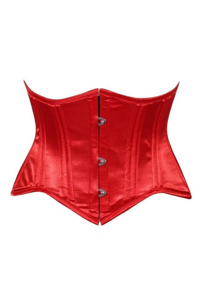 Daisy Corsets Lavish Red Satin Mini Cincher Underbust Corset Waist Cincher Busk Closure