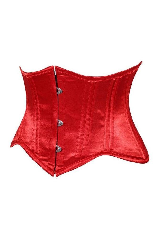 Daisy Corsets Lavish Red Satin Mini Cincher Underbust Corset Waist Cincher Busk Closure